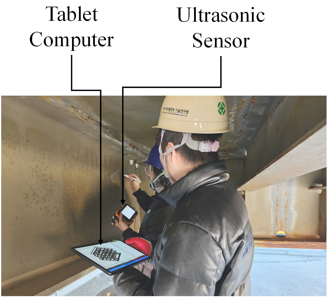 In-service damage monitoring using portable ultrasonic sensor and tablet